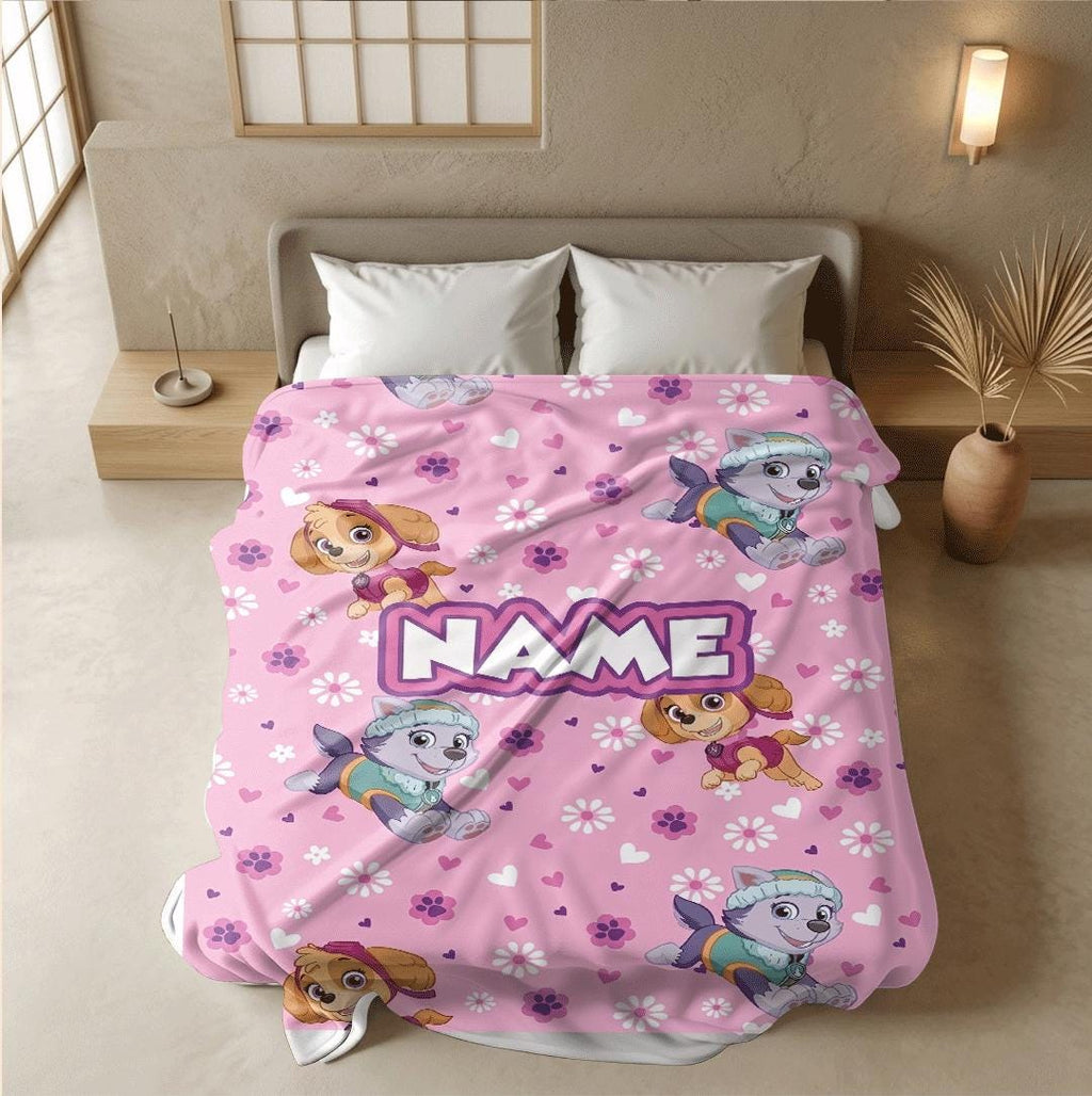 PAW Patrol Pink Blanket, Skye Everest Floral Throw, Hero Dog Pattern Bedding, Sweet Girls Room Gift