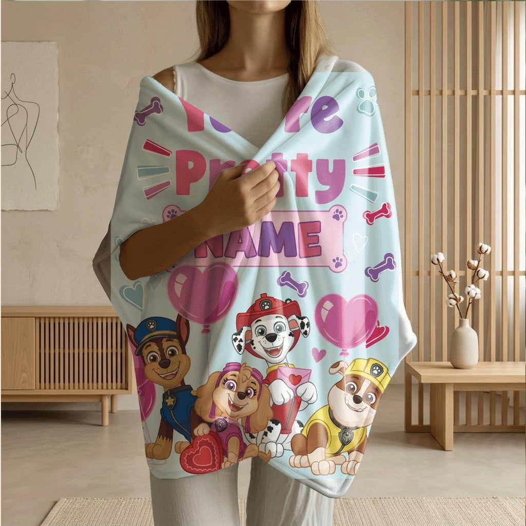 PAW Patrol Valentine Blanket, Heart Balloon Dog Throw, Sweet Squad Bedding, Kids Party Gift