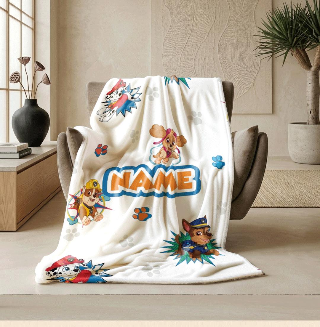 PAW Patrol Pop Art Blanket, Action Comic Throw, Hero Dog Seamless Bedding, Kids Fan Gift