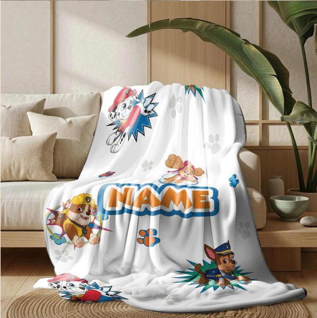 PAW Patrol Pop Art Blanket, Action Comic Throw, Hero Dog Seamless Bedding, Kids Fan Gift
