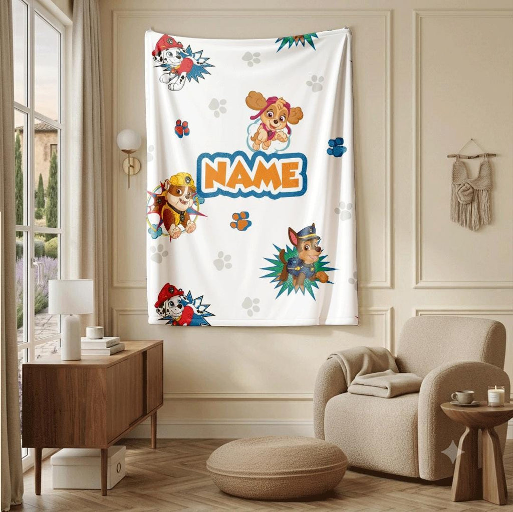 PAW Patrol Pop Art Blanket, Action Comic Throw, Hero Dog Seamless Bedding, Kids Fan Gift