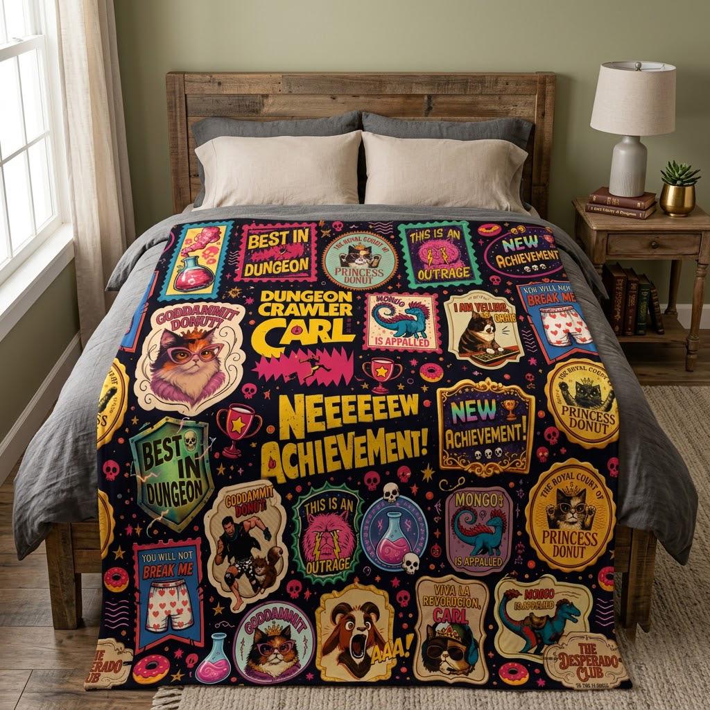 Dungeon Crawler Carl Blanket, LitRPG Fantasy Throw, Gamer Book Lover Blanket, Cozy Geeky Reader Couch Blanket, Plush Nerd Gift