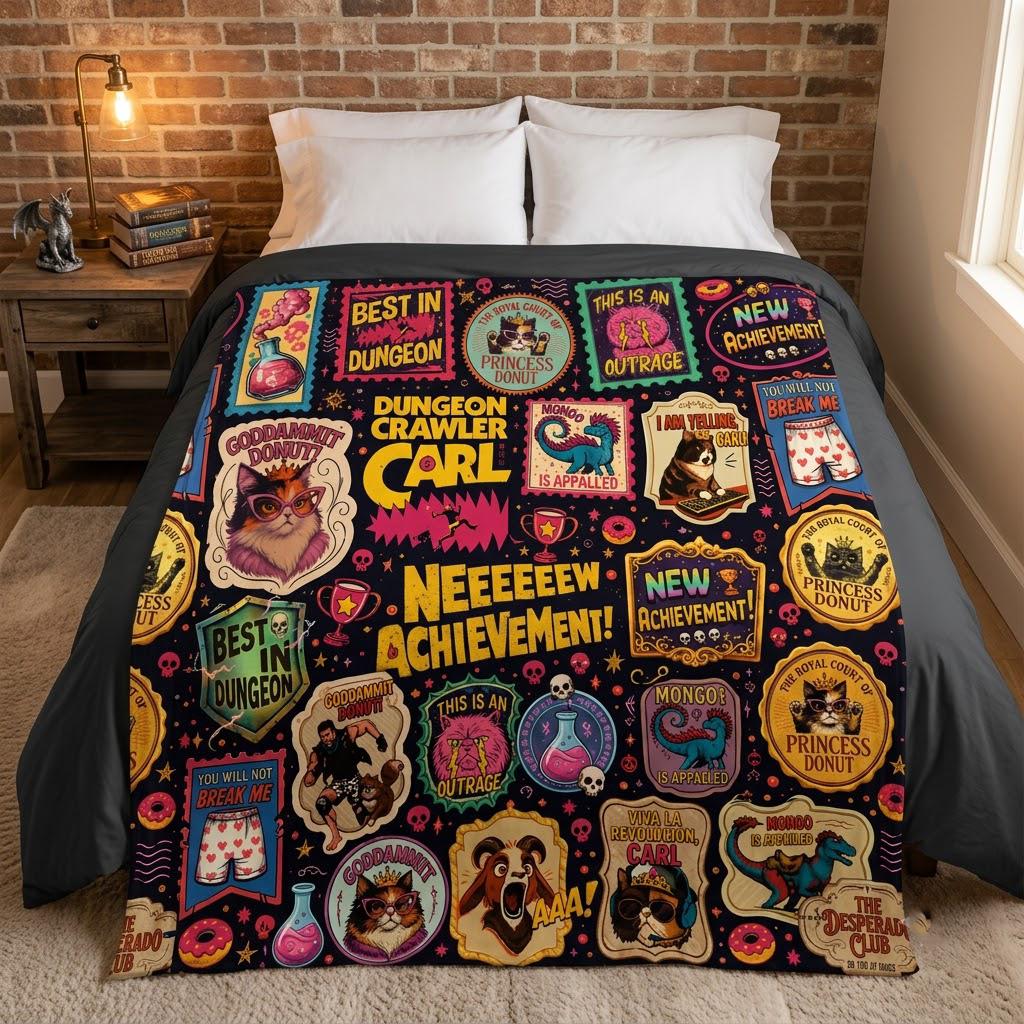 Dungeon Crawler Carl Blanket, LitRPG Fantasy Throw, Gamer Book Lover Blanket, Cozy Geeky Reader Couch Blanket, Plush Nerd Gift