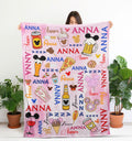 Personalized Disney Snacks Blanket, Mouse Snacks Blanket for Kids Baby, Disney Drinks And Foods Blanket, Birthday Gift for Boys Girls
