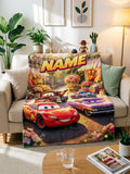Custom Name Cars Blanket Soft Throw, Lightning McQueen Kids Keepsake Gift