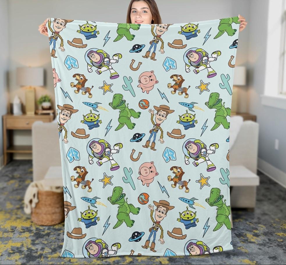 Disneyland Toy Story Fleece Blanket, Woody Buzz Jessie Cartoon Movie Blanket, Toy Story Nursery Decor, Baby Shower Birthday Blanket Gift