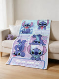 Personalized Stitch Flannel Blanket, Custom Name Pastel Cartoon Throw, Kids Bedroom Gift