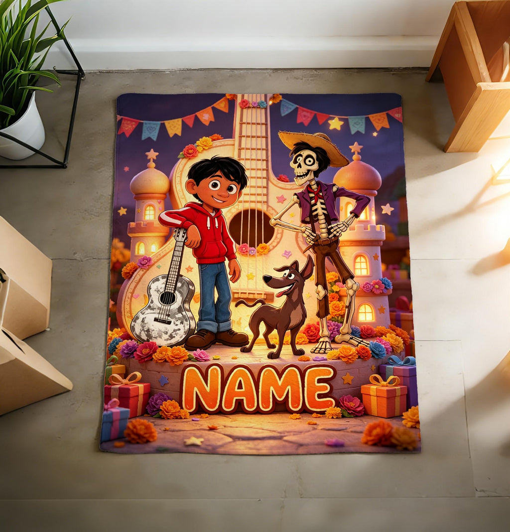 Custom Name Coco Blanket Soft Throw, Music Movie Fan Personalized Keepsake Gift