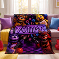 Personalized FNAF Blanket Custom Name Flannel Throw Gamer Gift for Kids Teens Five Nights Room Decor Cozy Birthday Present Boys Bedding