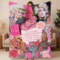 Dolly Parton Pink Western Throw Blanket, Disco Cowgirl Collage Decor, Retro Southern Aesthetic Room Accent, Country Music Gift for Her