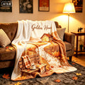 Golden Hour Blanket, Autumn Landscape Throw, Cozy Cabin Flannel, Sunset Fall Decor, Warm Home Gift