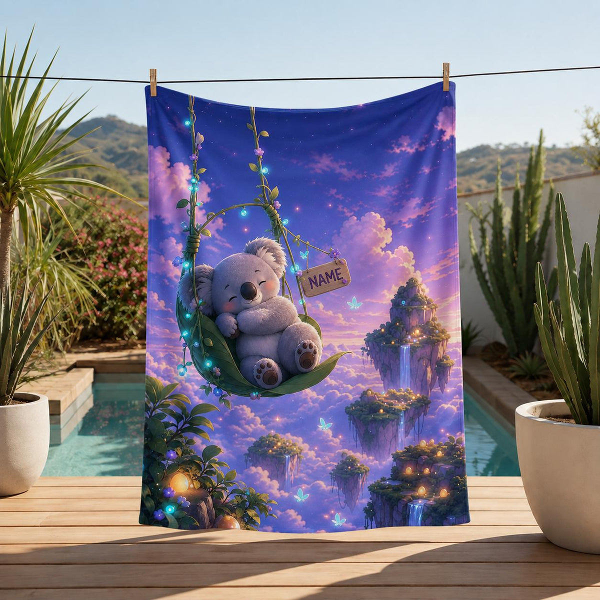 Koala Collector Blanket Soft Throw, Custom Name Australian Wildlife Art Print Wildlife Enthusiast Gift