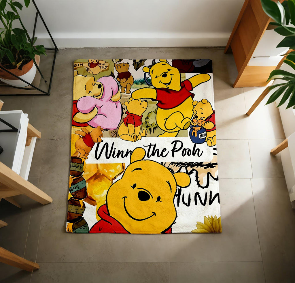 Winnie Pooh Blanket Soft Throw, Custom Name Detail, Gift For Nostalgic Storybook Lovers