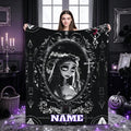 Personalized Gothic Bride Blanket, Custom Name Flannel Throw, Dark Romance Blanket, Spooky Wedding Decor, Halloween Gift for Her