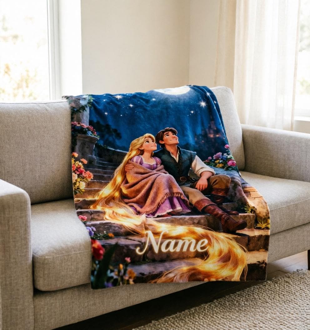 Custom Fairy Tale Princess Tapestry, Enchanted Forest Wall Decor (Personalized Name)