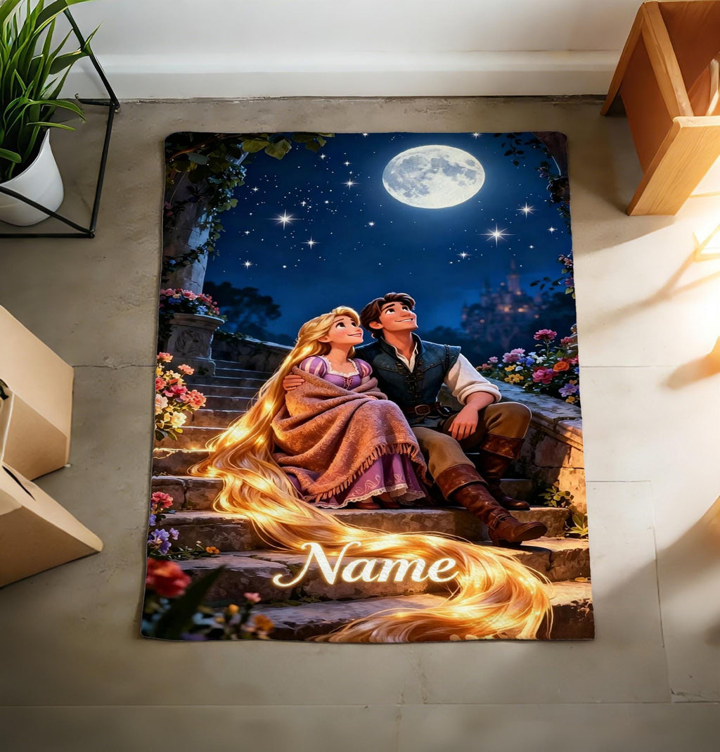 Custom Fairy Tale Princess Tapestry, Enchanted Forest Wall Decor (Personalized Name)