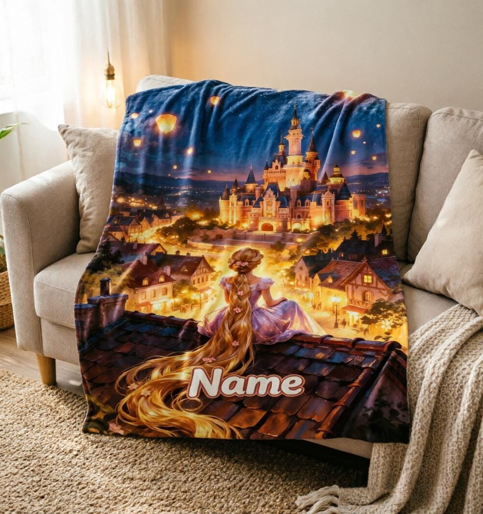 Custom Fairy Tale Princess Tapestry, Enchanted Forest Wall Decor (Personalized Name)
