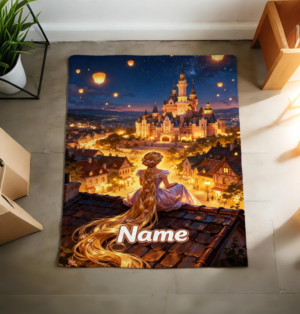 Custom Fairy Tale Princess Tapestry, Enchanted Forest Wall Decor (Personalized Name)
