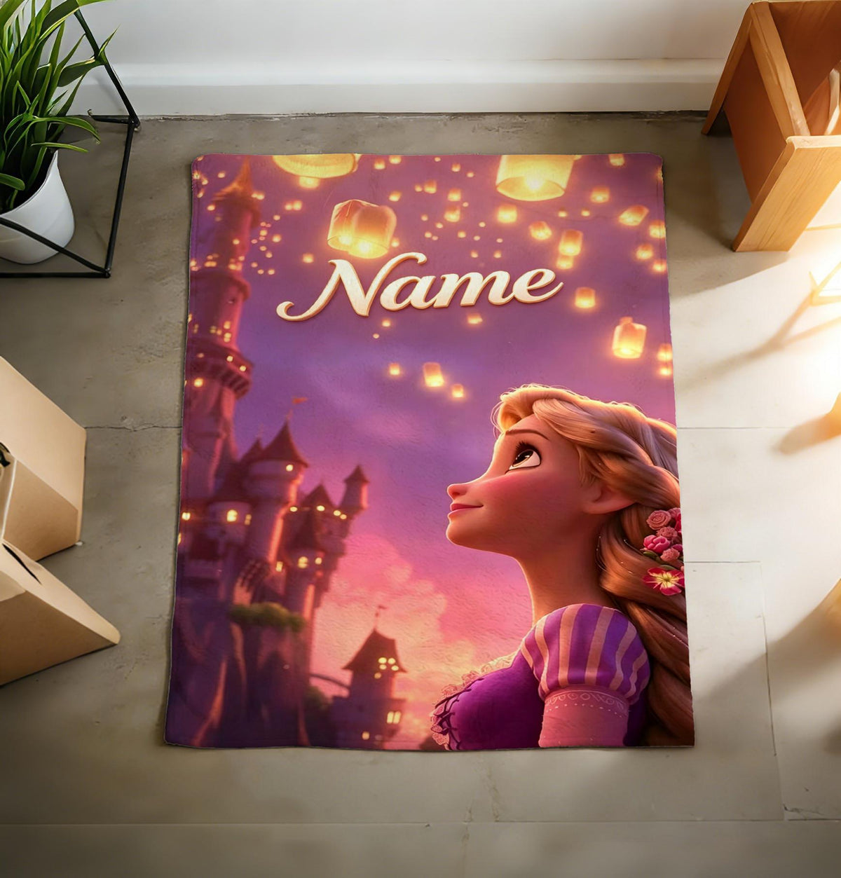 Custom Fairy Tale Princess Tapestry, Enchanted Forest Wall Decor (Personalized Name)