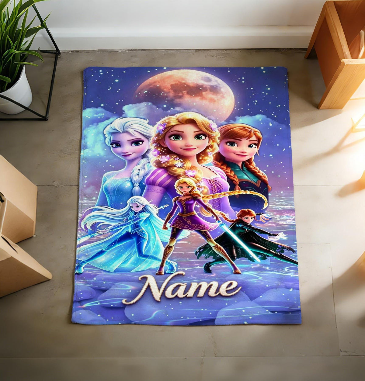 Custom Fairy Tale Princess Tapestry, Enchanted Forest Wall Decor (Personalized Name)