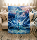 Custom Name Elsa Fleece Blanket, Frozen Movie Throw, Cozy Polyester Fleece