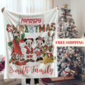 Mickey and friends Christmas Blanket Family, Mickey Christmas Gift, Family Name Blanket for Xmas, Disney Home Decor, Disney Christmas Gift