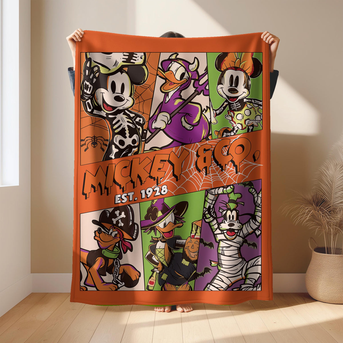 Halloween Blanket, Retro Cartoon Spooky Throw | Cozy Minky, Sherpa & Fleece | 30×40, 50×60, 60×80