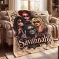 Personalized Witch Blanket, Custom Name Halloween Throw, Spooky Season Decor, Salem Sisters Gift for Her, Trendy Witchy Fall Bedding
