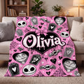 Spooky Skeleton King Blanket, Personalized Pastel Goth Throw, Gothic Halloween Town Bedding, Creepy Cute Room Decor