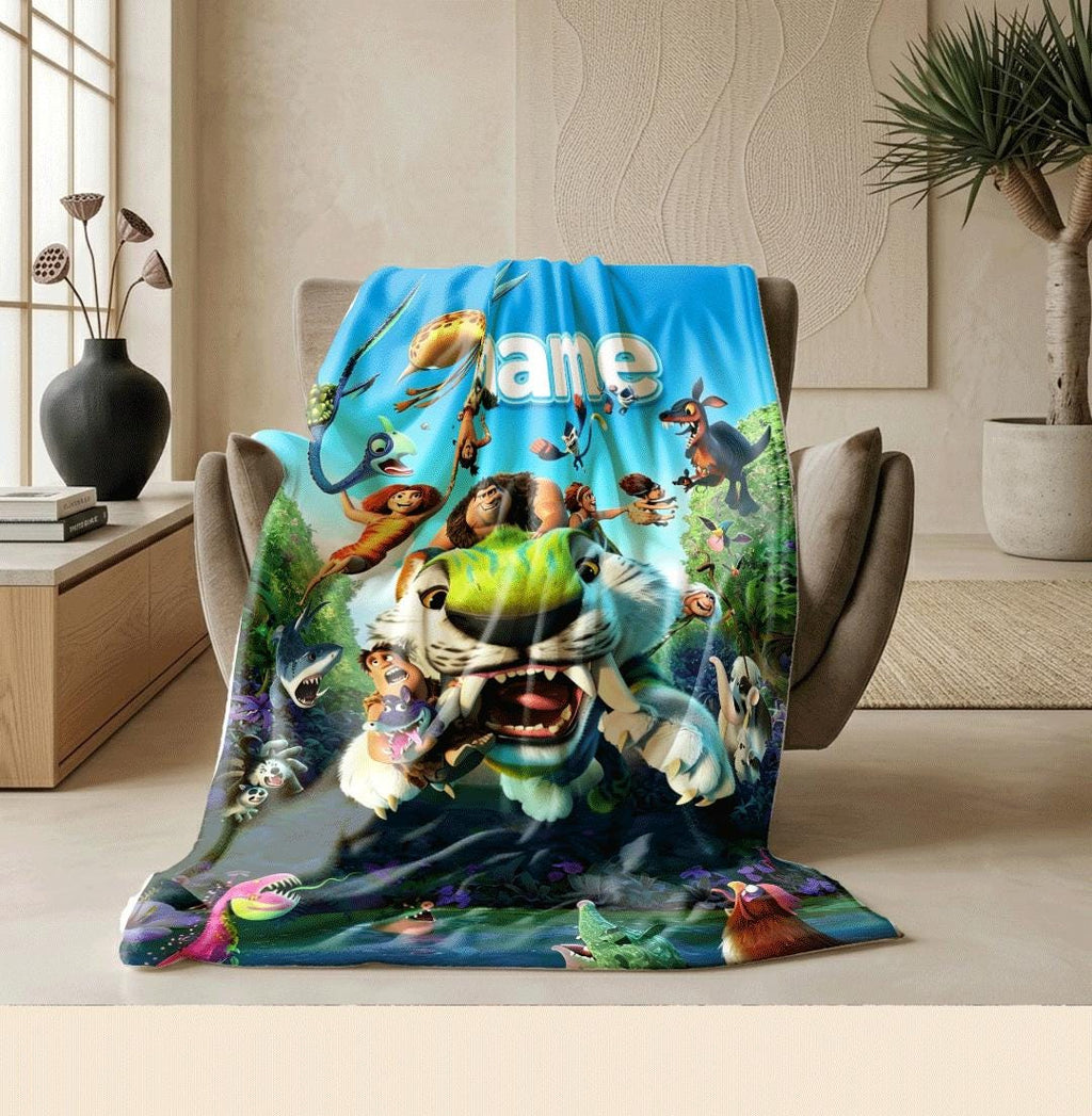 Croods beast print cartoon blanket single blanket car blanket dormitory blankets Customized name all‑season blankets birthday gift