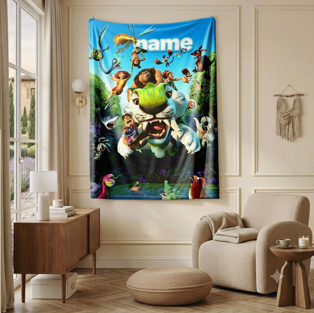 Croods beast print cartoon blanket single blanket car blanket dormitory blankets Customized name all‑season blankets birthday gift
