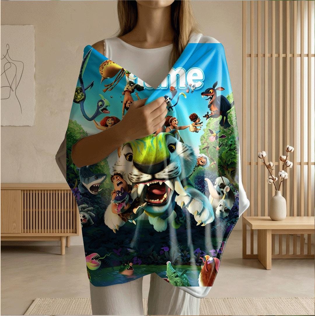 Croods beast print cartoon blanket single blanket car blanket dormitory blankets Customized name all‑season blankets birthday gift