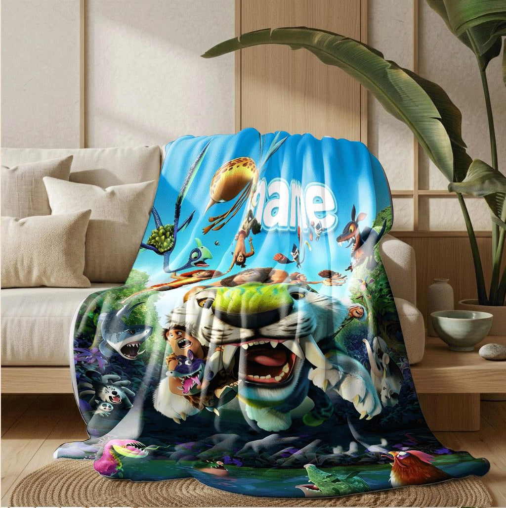 Croods beast print cartoon blanket single blanket car blanket dormitory blankets Customized name all‑season blankets birthday gift