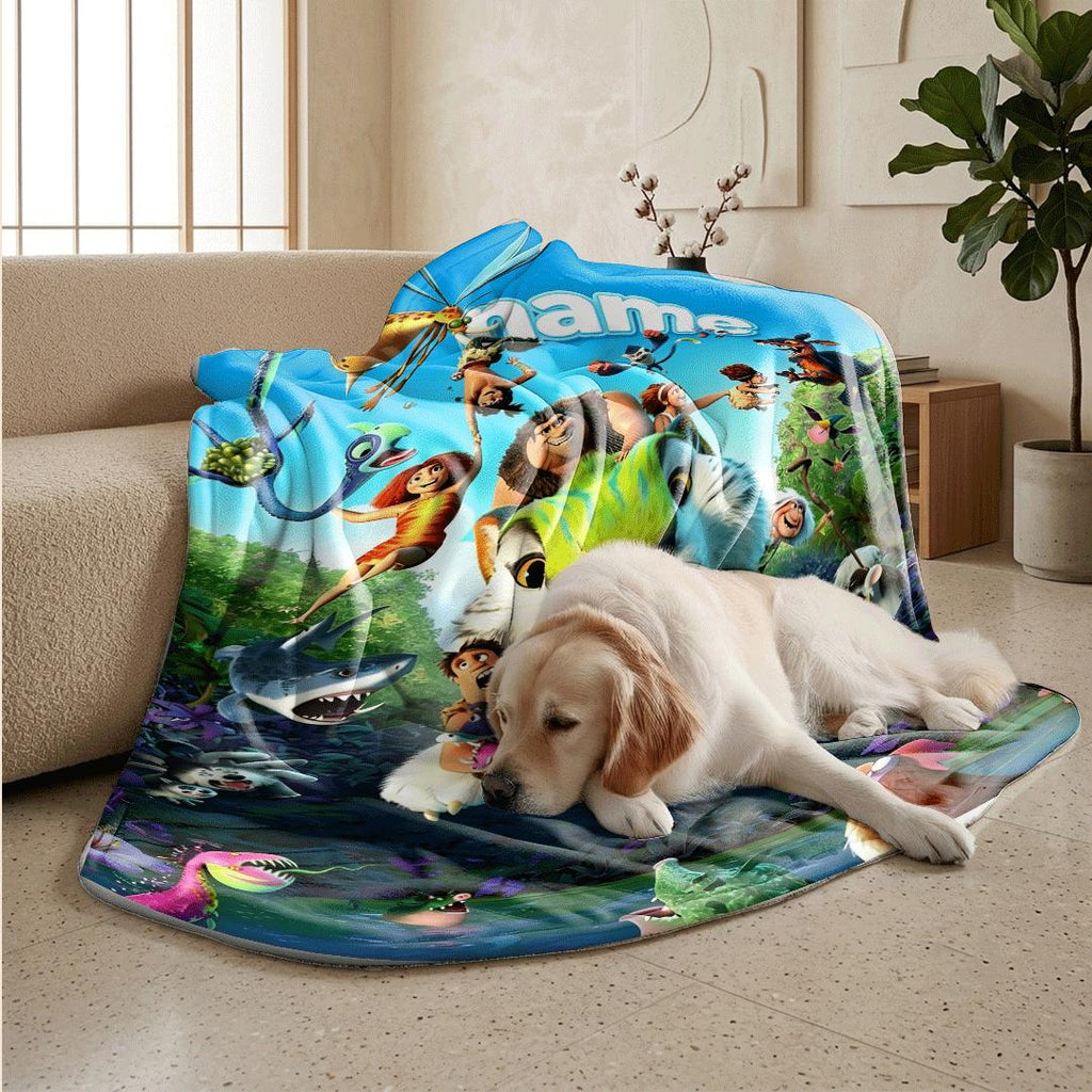 Croods beast print cartoon blanket single blanket car blanket dormitory blankets Customized name all‑season blankets birthday gift