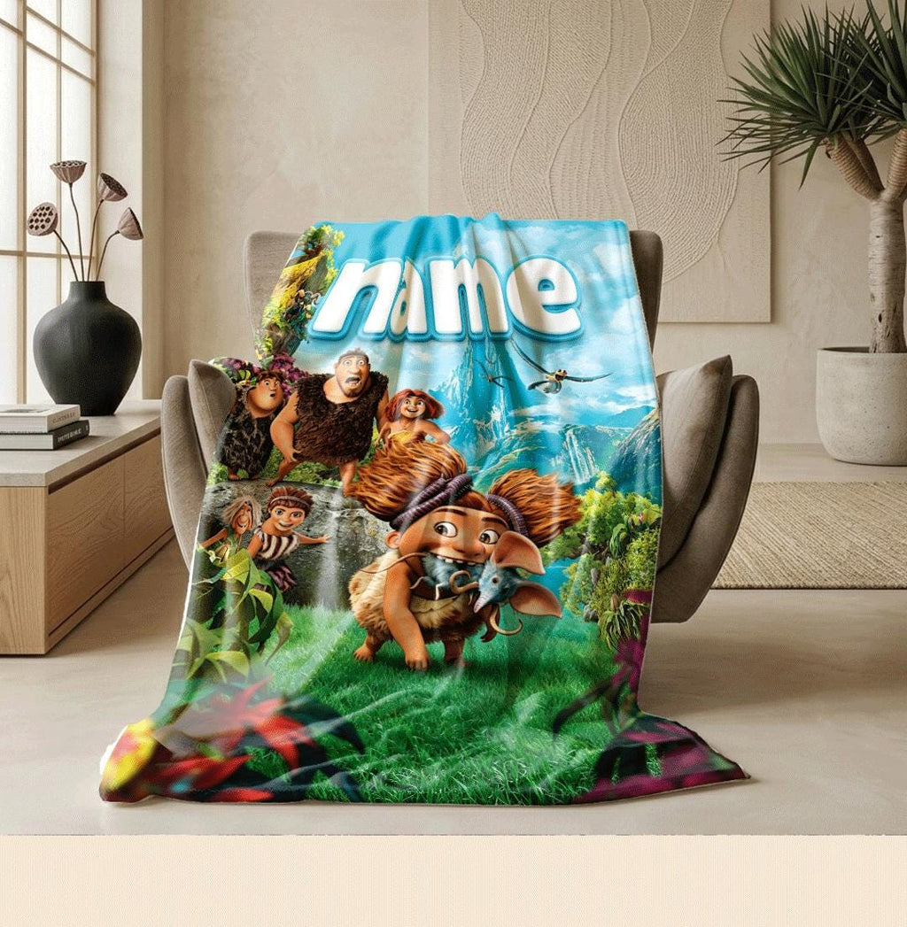 Croods family print kids blanket sofa blanket hotel blanket Customized name lunch break blankets holiday gift