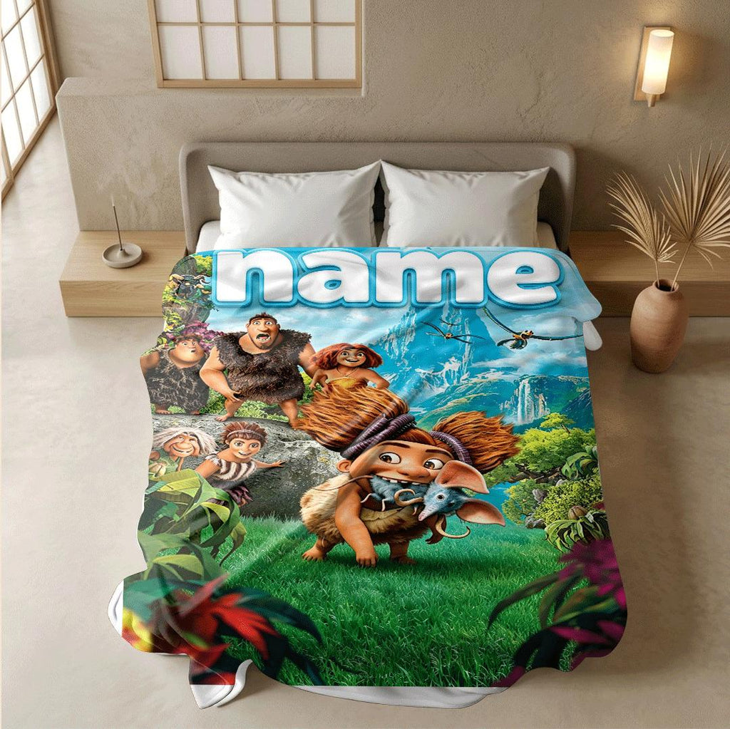 Croods family print kids blanket sofa blanket hotel blanket Customized name lunch break blankets holiday gift