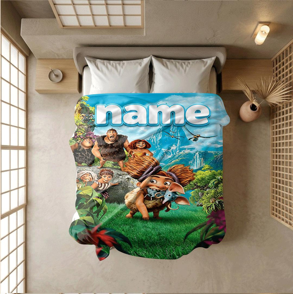 Croods family print kids blanket sofa blanket hotel blanket Customized name lunch break blankets holiday gift