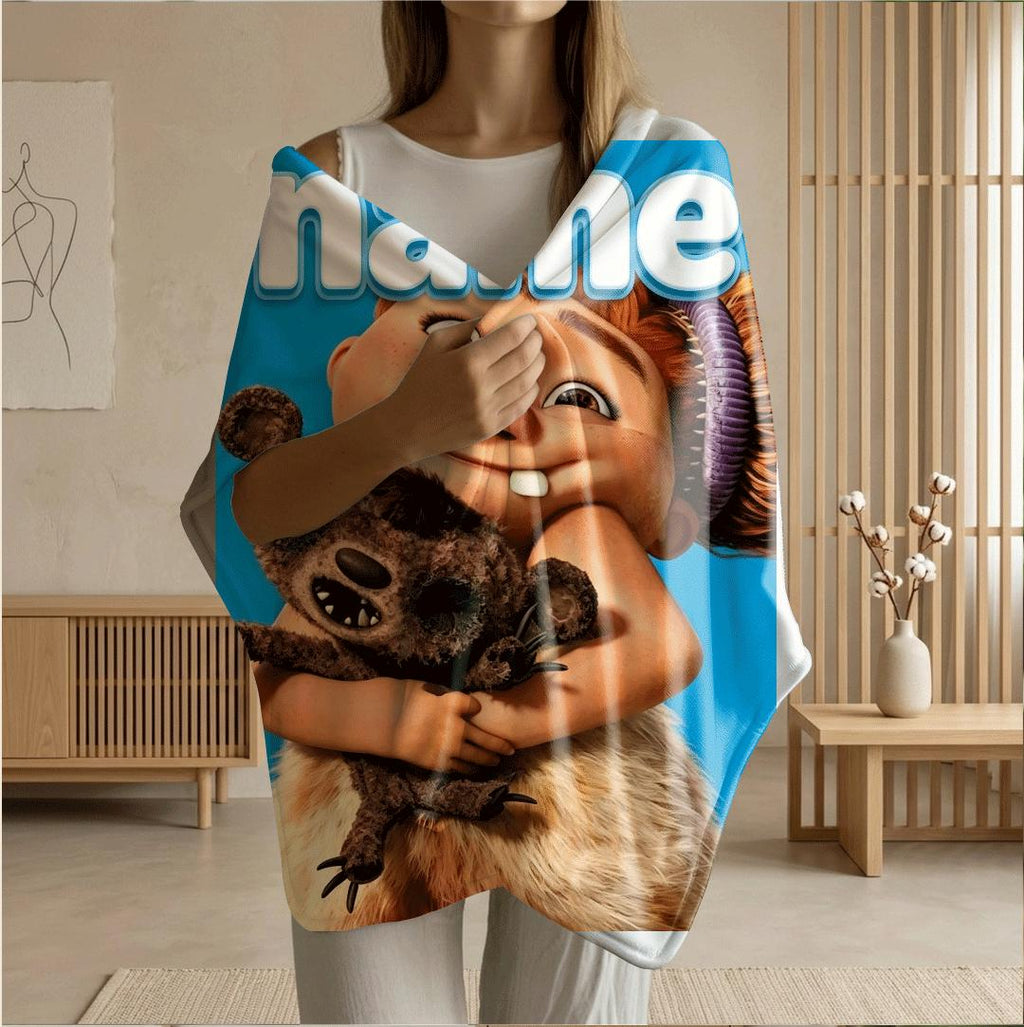 Cave kid doll print portable blanket dorm single blanket pet blanket Customized name air conditioning blankets surprise gift