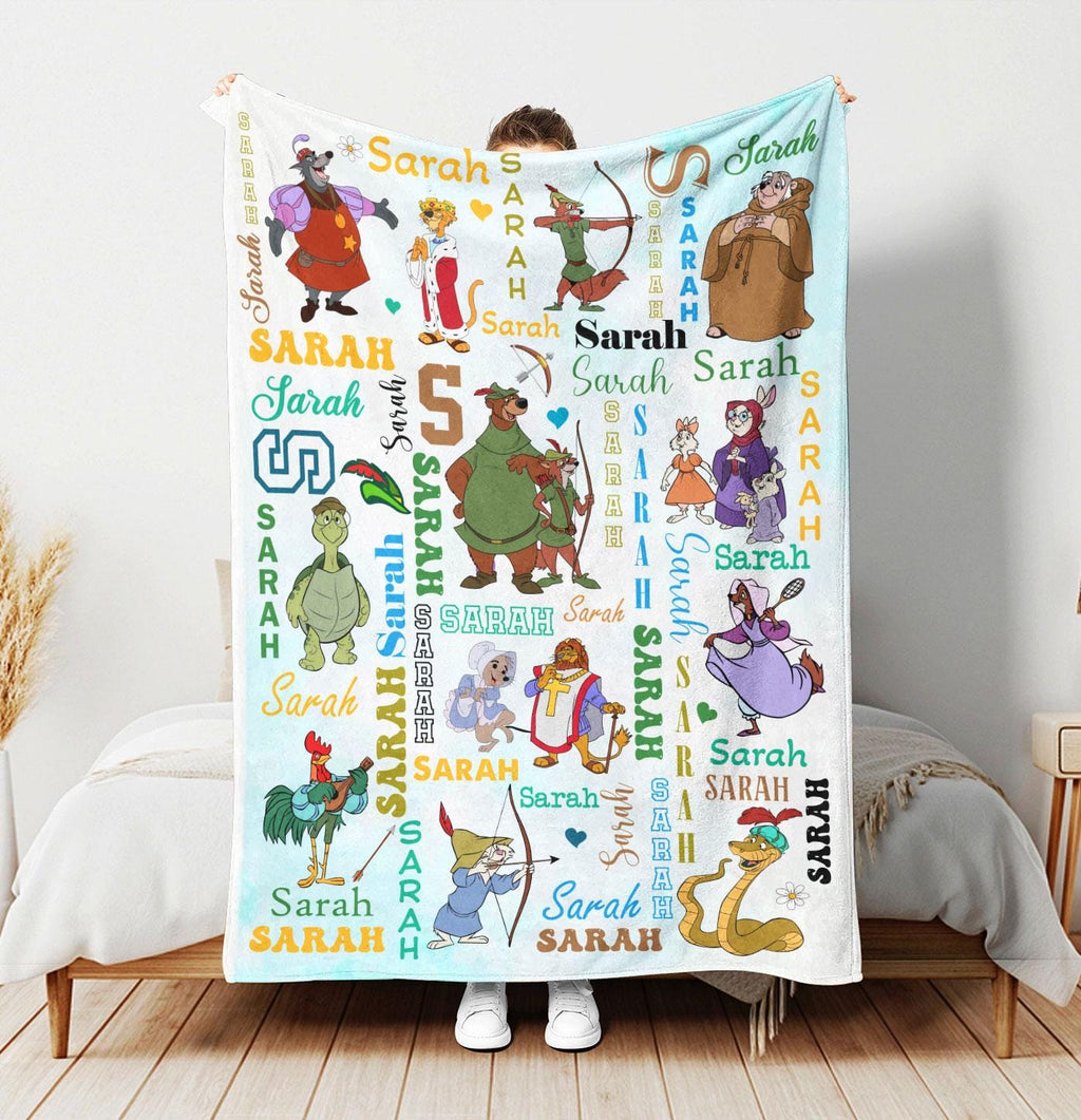 Personalized Disney Robin Hood Blanket, Custom Name Robin Hood Alan A Dale Oo-De-Lally Golly Blanket, Disney Gift for Kids, Baby Shower Gift