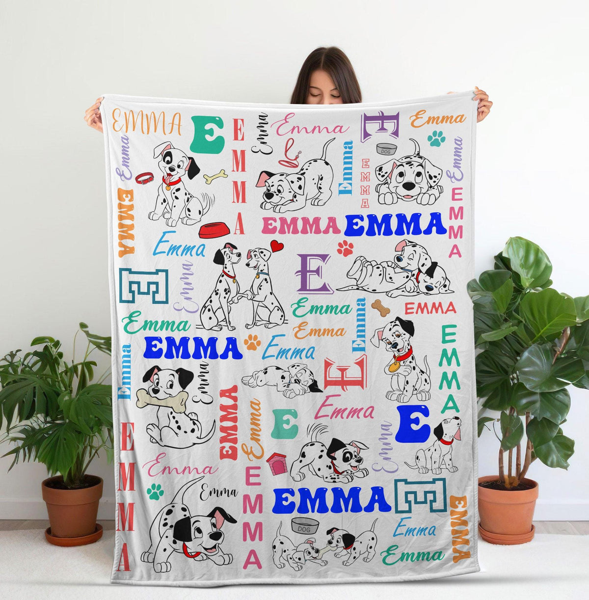 Personalized Disney 101 Dalmatians Blanket, Custom Disney Dog Blanket, Cruella Pongo Perdita Dalmation, Dog Lover Gift, Nursery Blanket