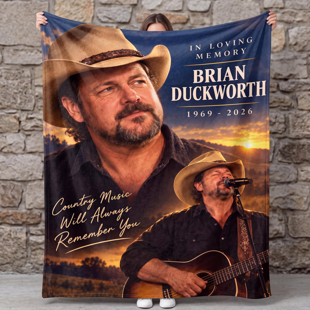 Brian Duckworth Memorial Blanket, Country Music Tribute Throw, Nashville Singer Fan Gift, In Loving Memory 1969-2026 Flannel Fleece