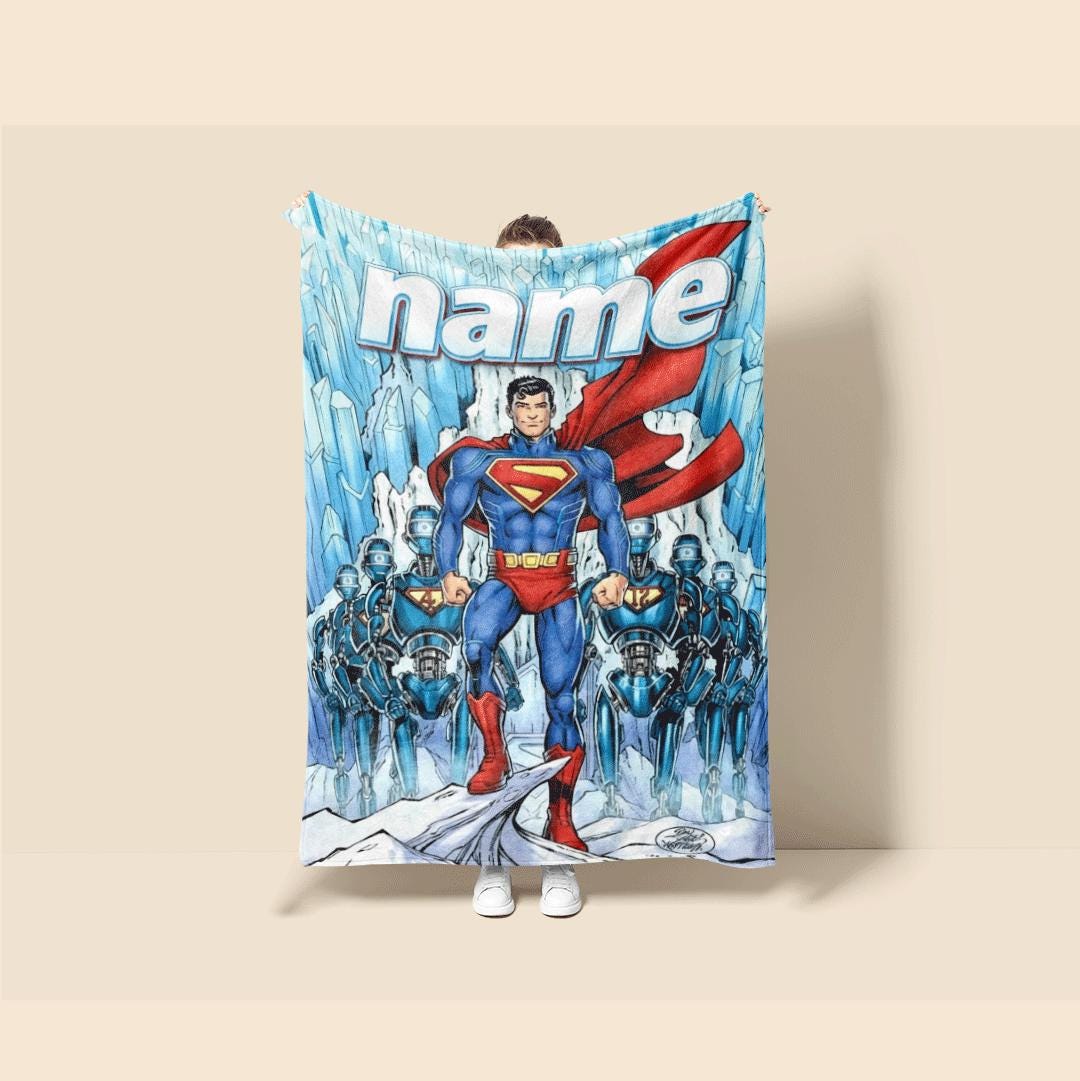 Superhero comic print kids blanket sofa blanket pet blanket Customized name office blankets festival gift