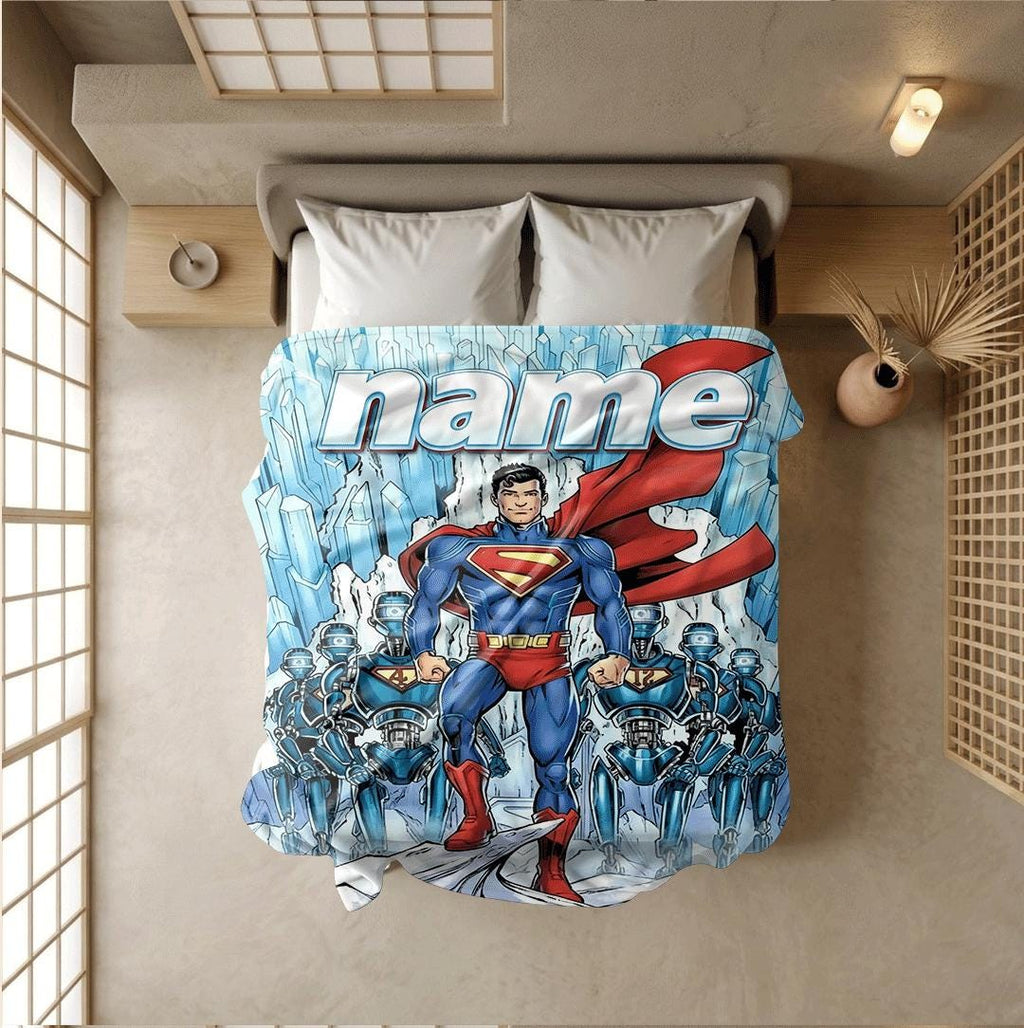 Superhero comic print kids blanket sofa blanket pet blanket Customized name office blankets festival gift