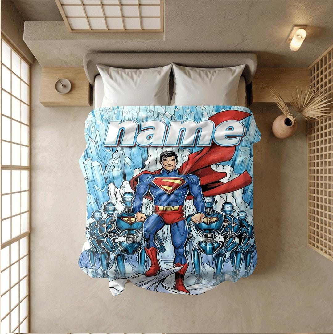 Superhero comic print kids blanket sofa blanket pet blanket Customized name office blankets festival gift
