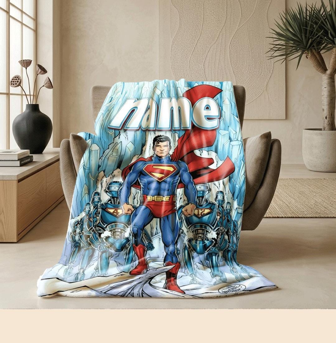 Superhero comic print kids blanket sofa blanket pet blanket Customized name office blankets festival gift