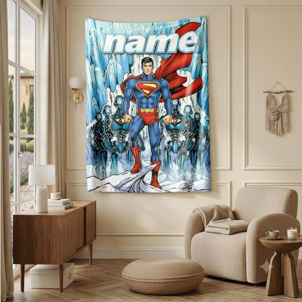 Superhero comic print kids blanket sofa blanket pet blanket Customized name office blankets festival gift
