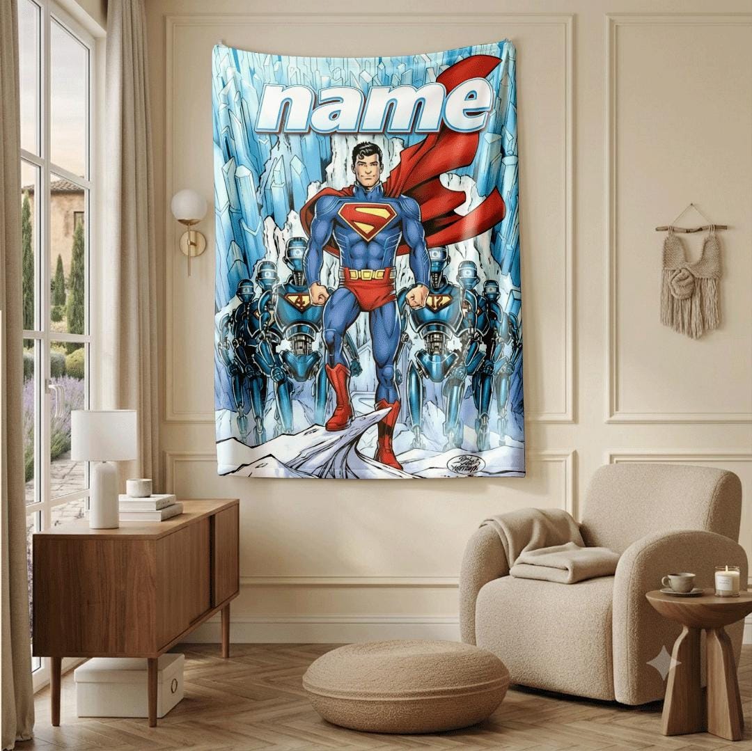 Superhero comic print kids blanket sofa blanket pet blanket Customized name office blankets festival gift