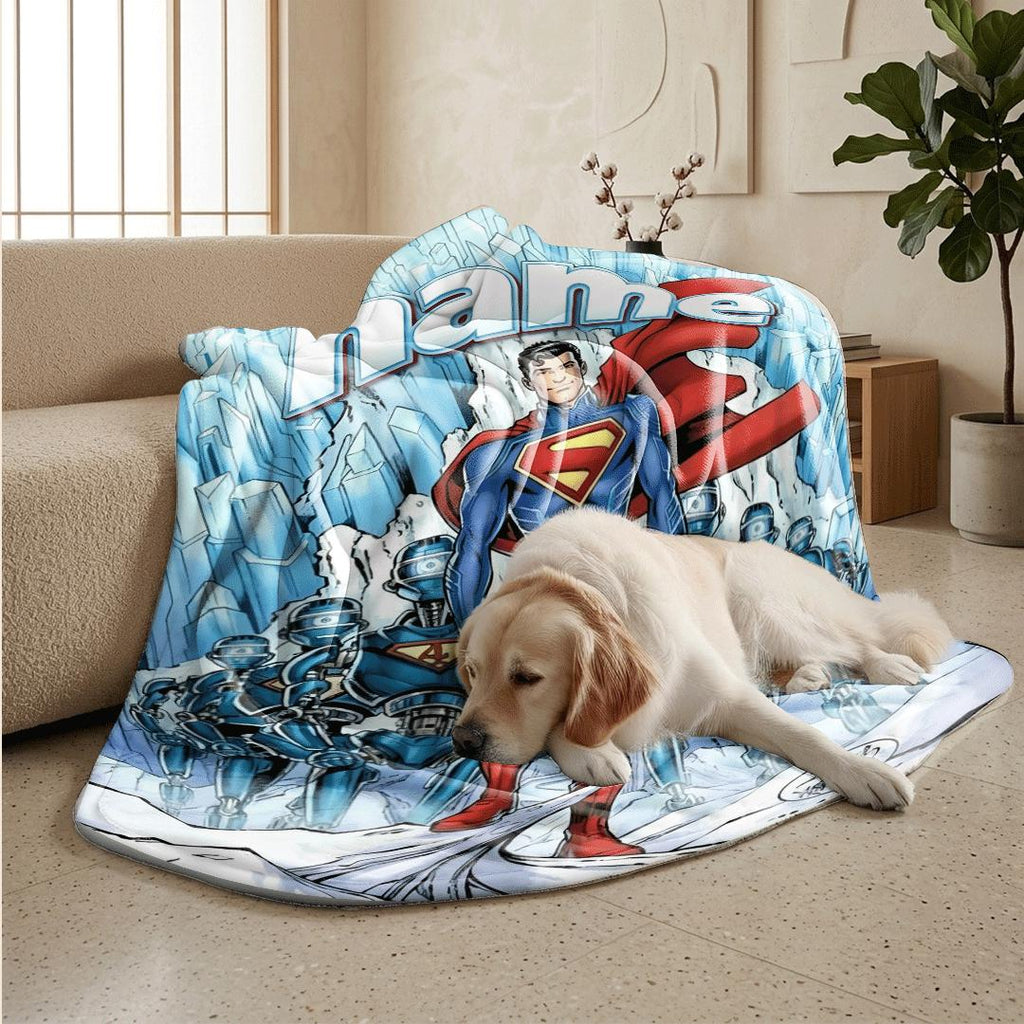 Superhero comic print kids blanket sofa blanket pet blanket Customized name office blankets festival gift
