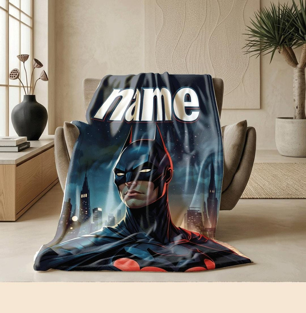 Batman city print single blanket hotel blanket pet blanket Customized name all‑season blankets surprise gift
