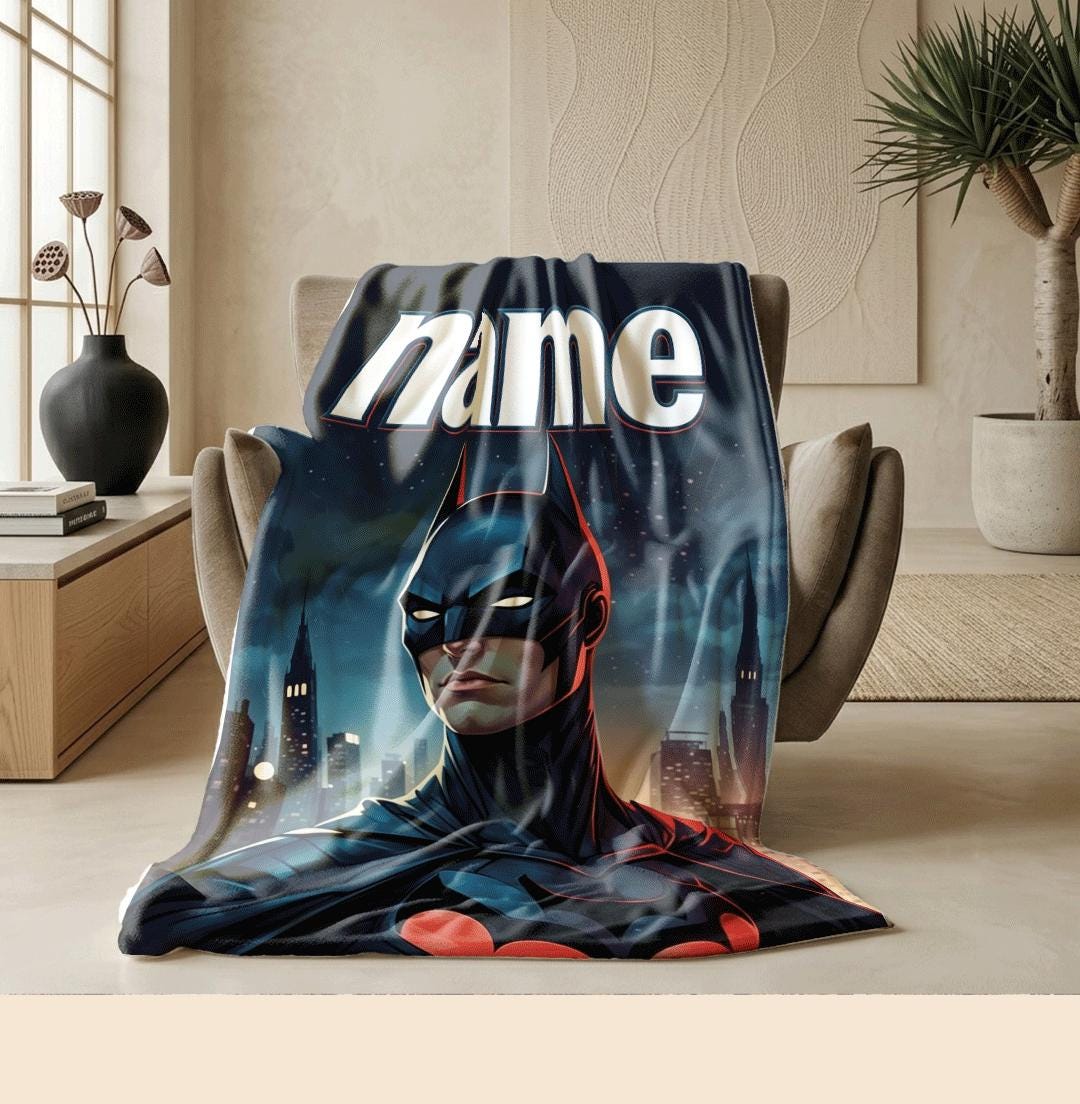 Batman city print single blanket hotel blanket pet blanket Customized name all‑season blankets surprise gift